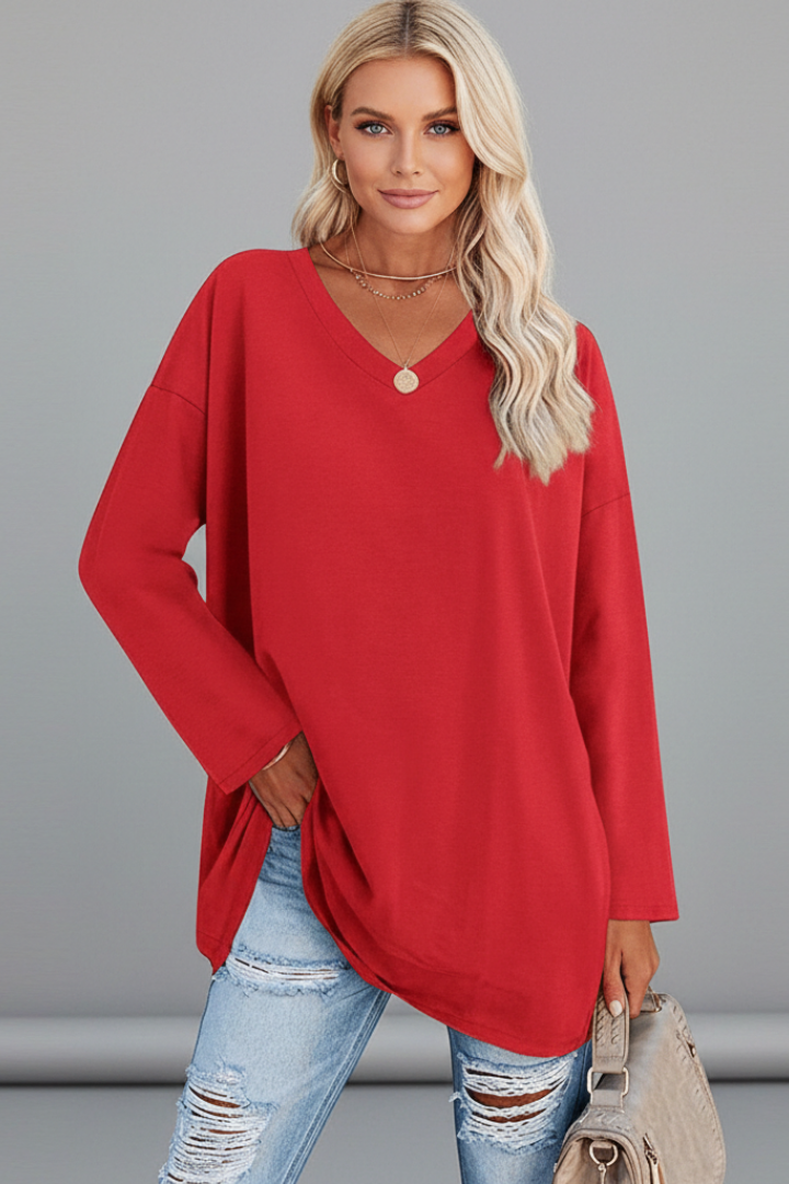 Haut Femme Décontracté Col V Ample