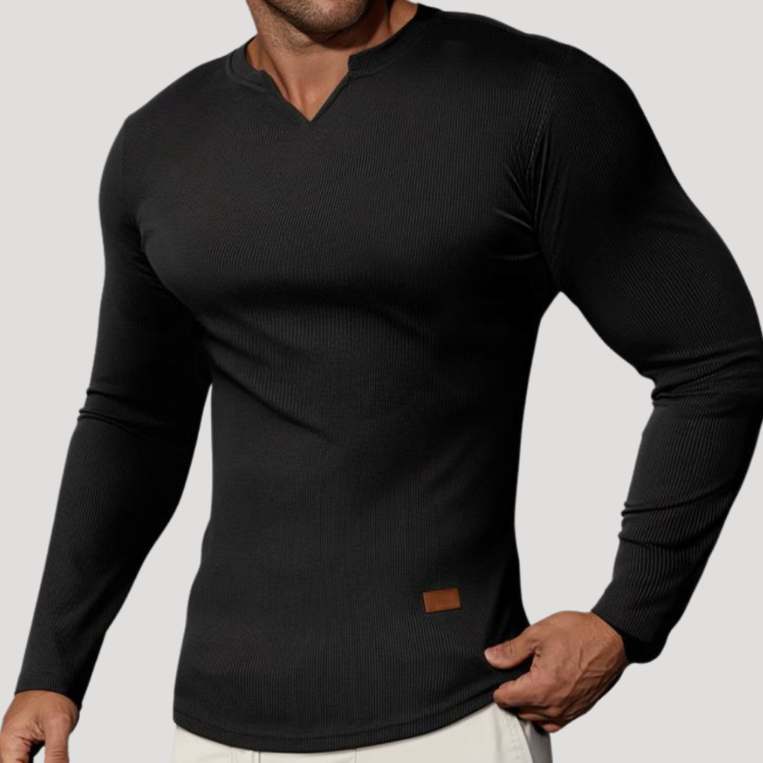 Haut Structuré à Col V pour Homme