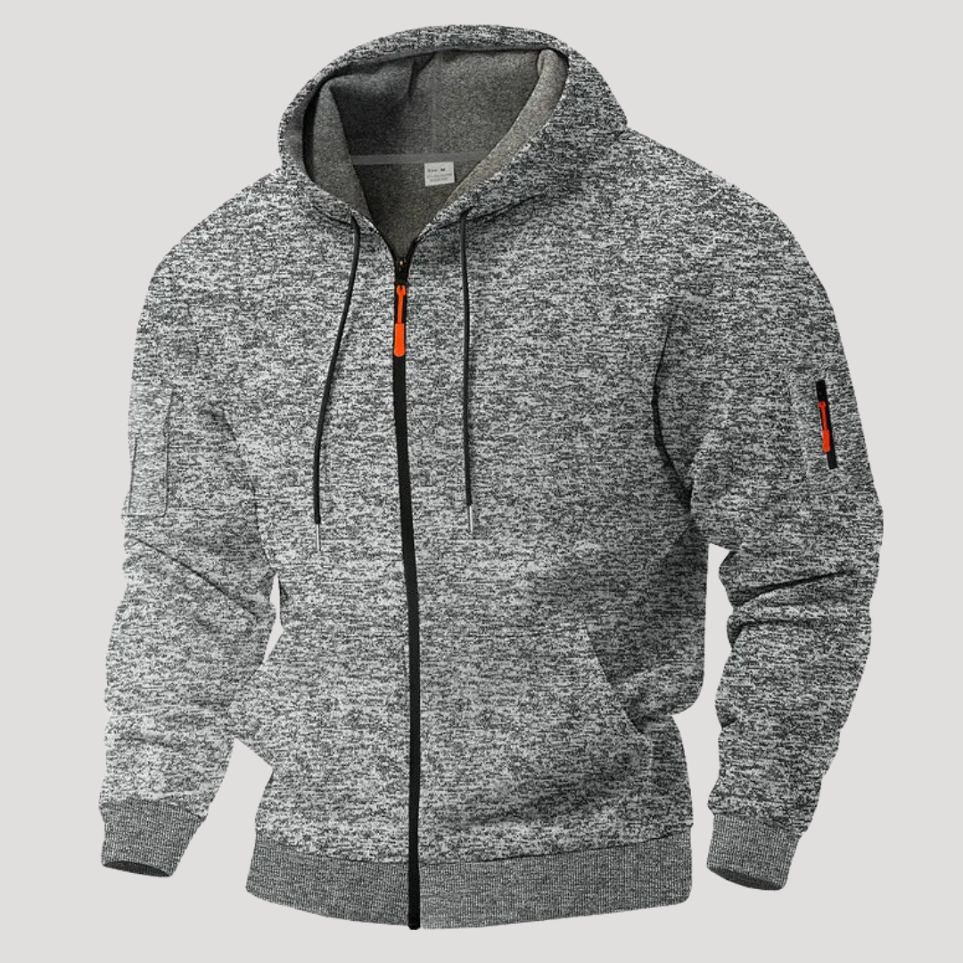 Sweat à Capuche Zippé à Effet Chiné pour Homme