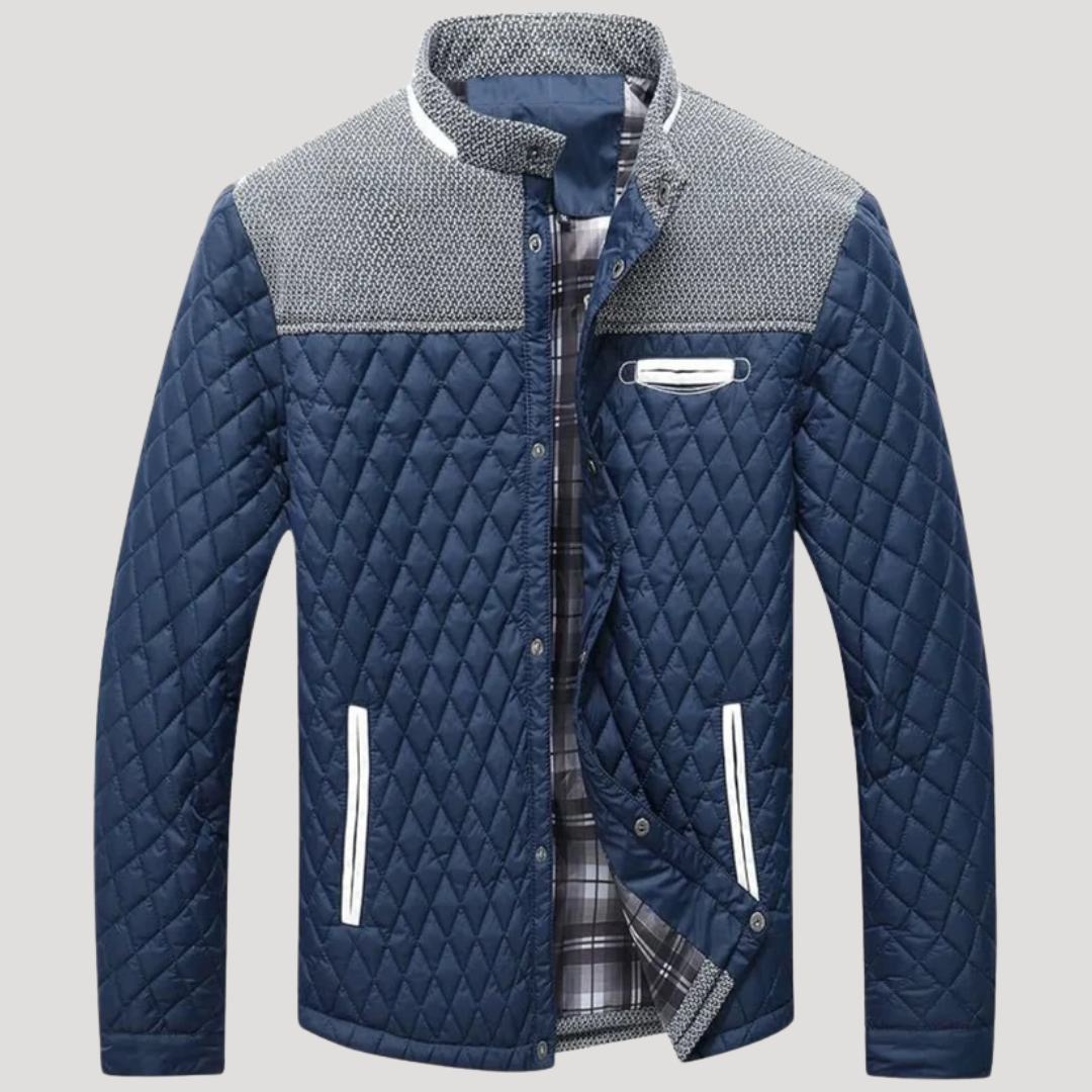 Veste Homme à Matelassage Losange et Empiècement Texturé