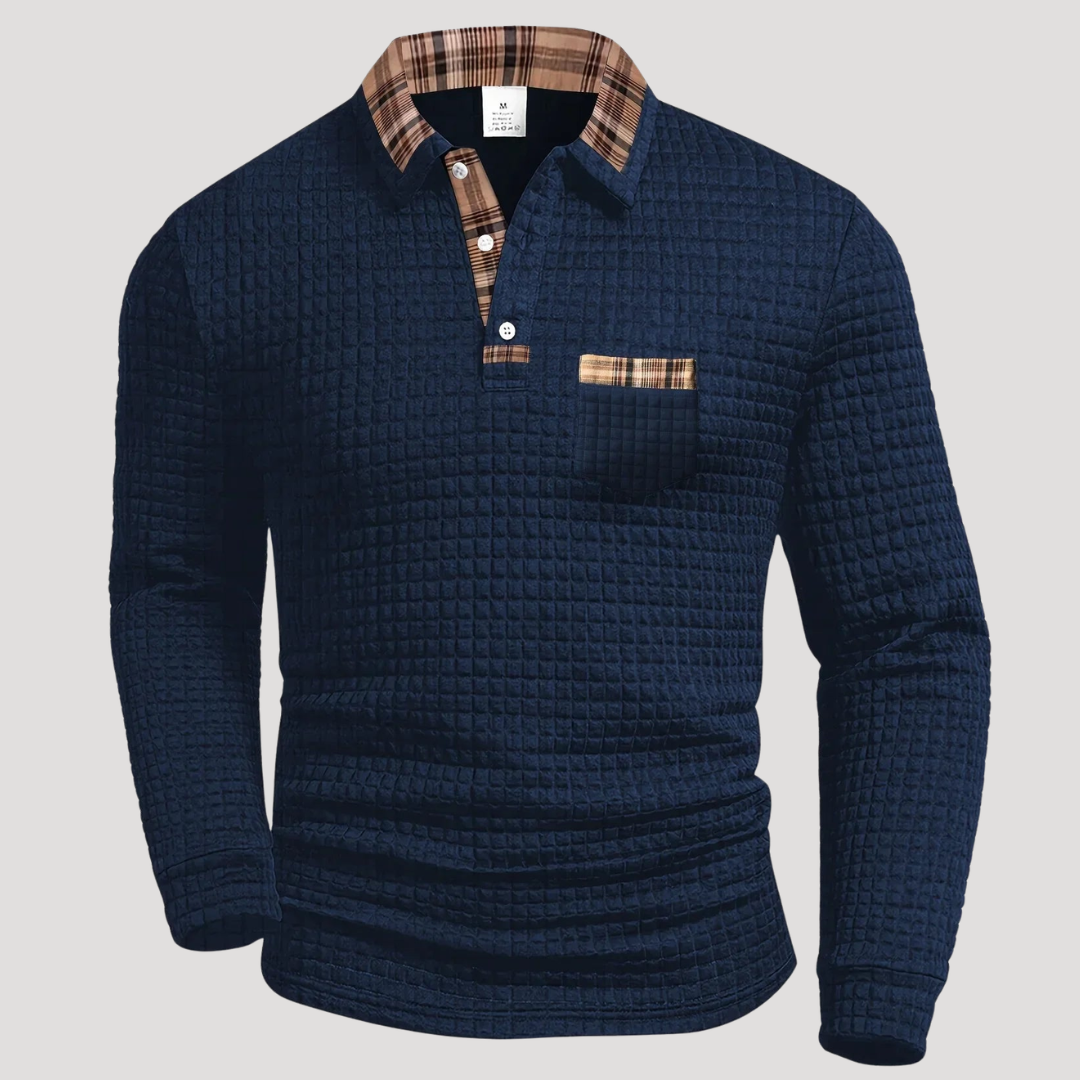 Polo Vintage Texturé à Manches Longues pour Homme