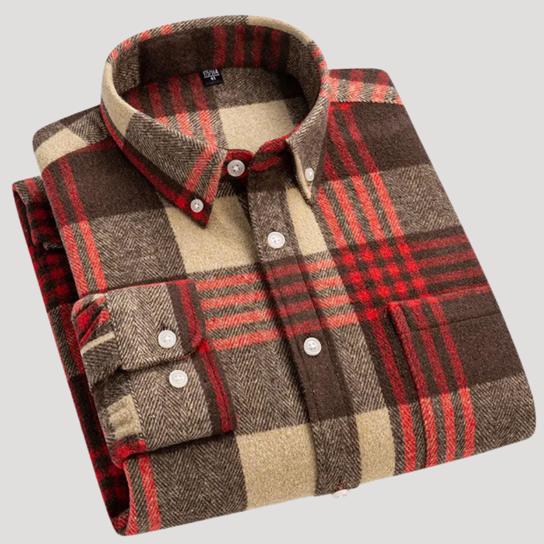 Chemise à Carreaux à Col Boutonné pour Homme