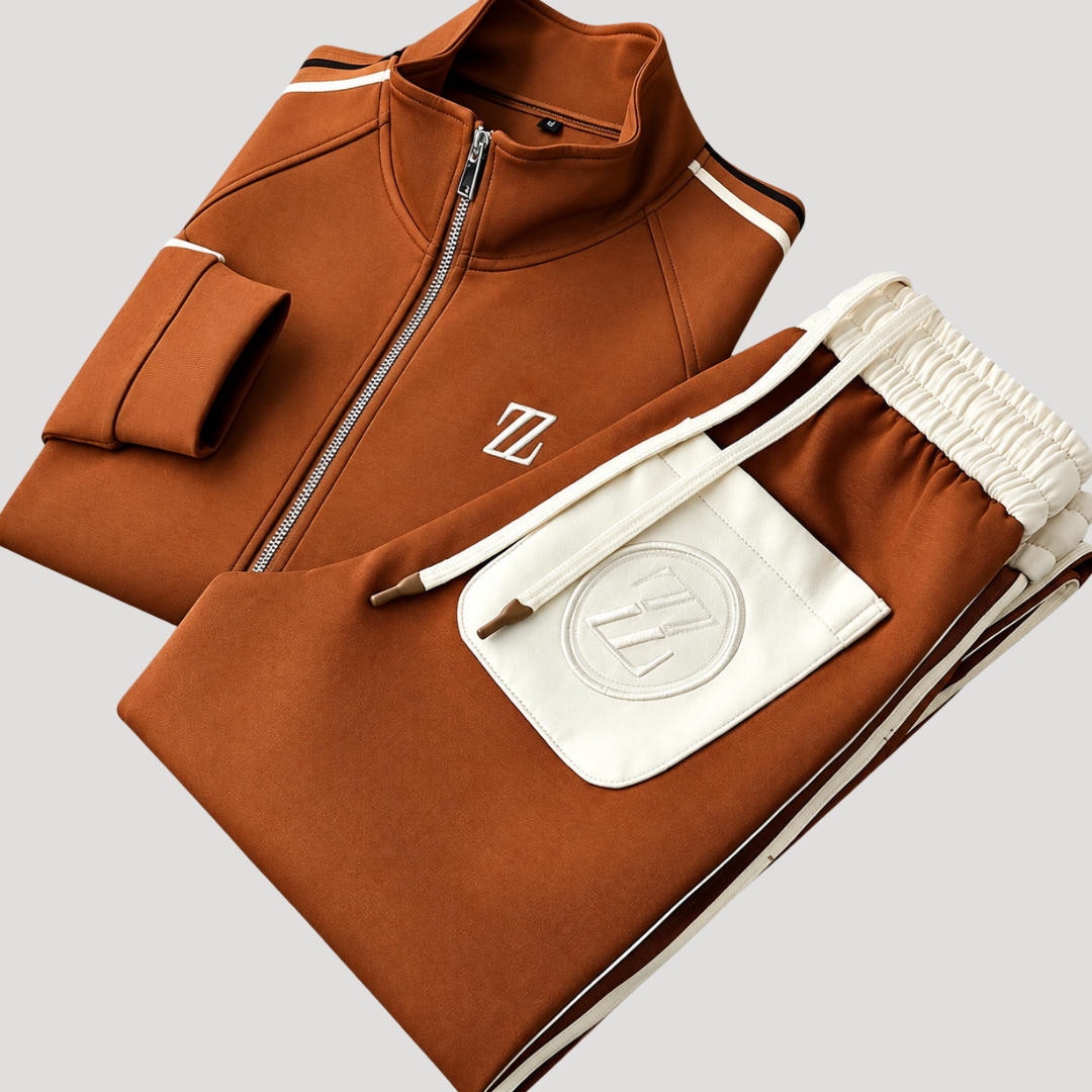 Ensemble Survêtement à Demi-Zip et Bandes Latérales pour Homme