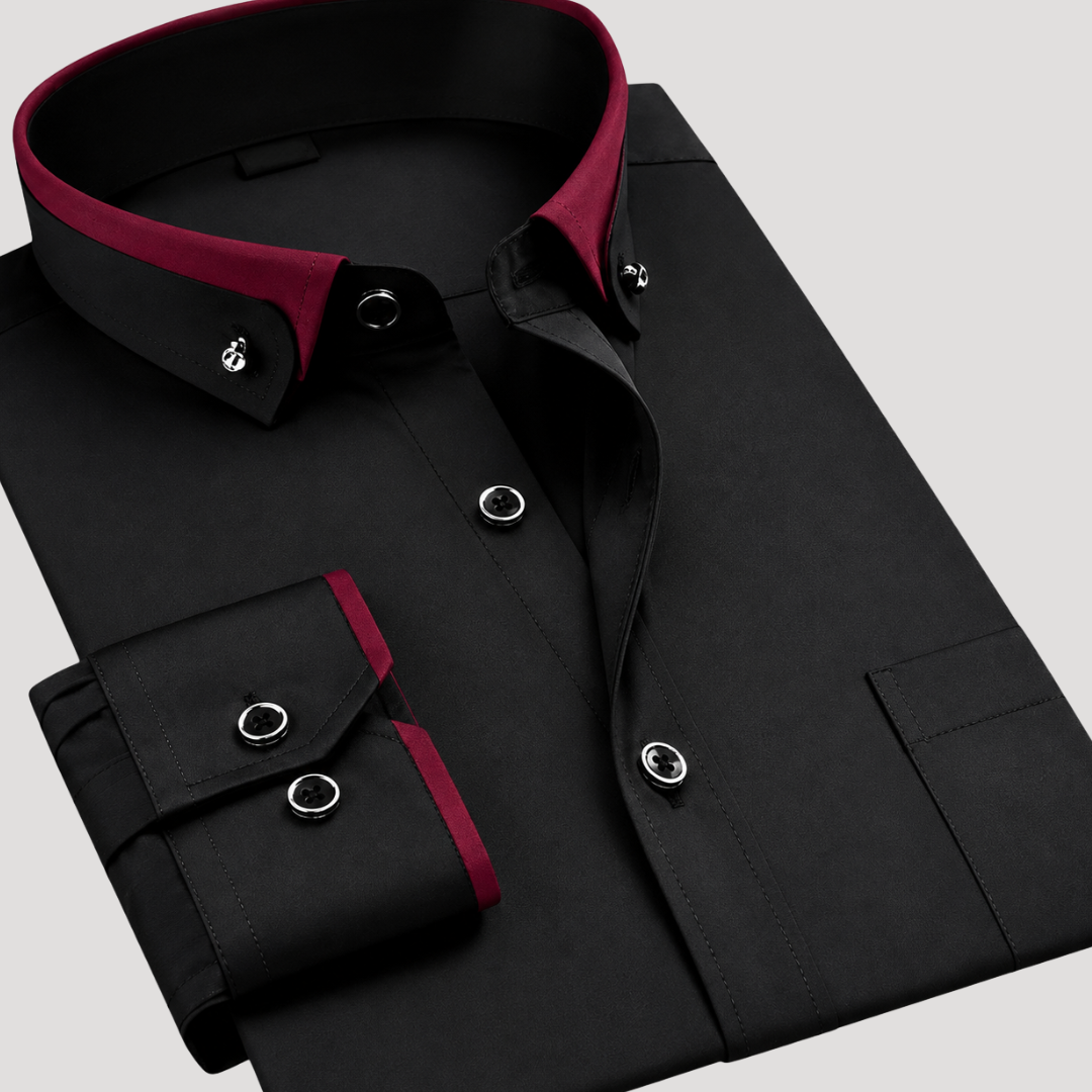 Chemise à Col et Poignets Contrastés pour Homme