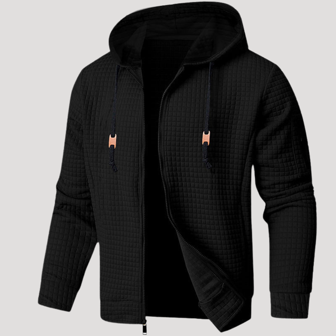 Sweat à Capuche Zippé à Texture Gaufrée pour Homme