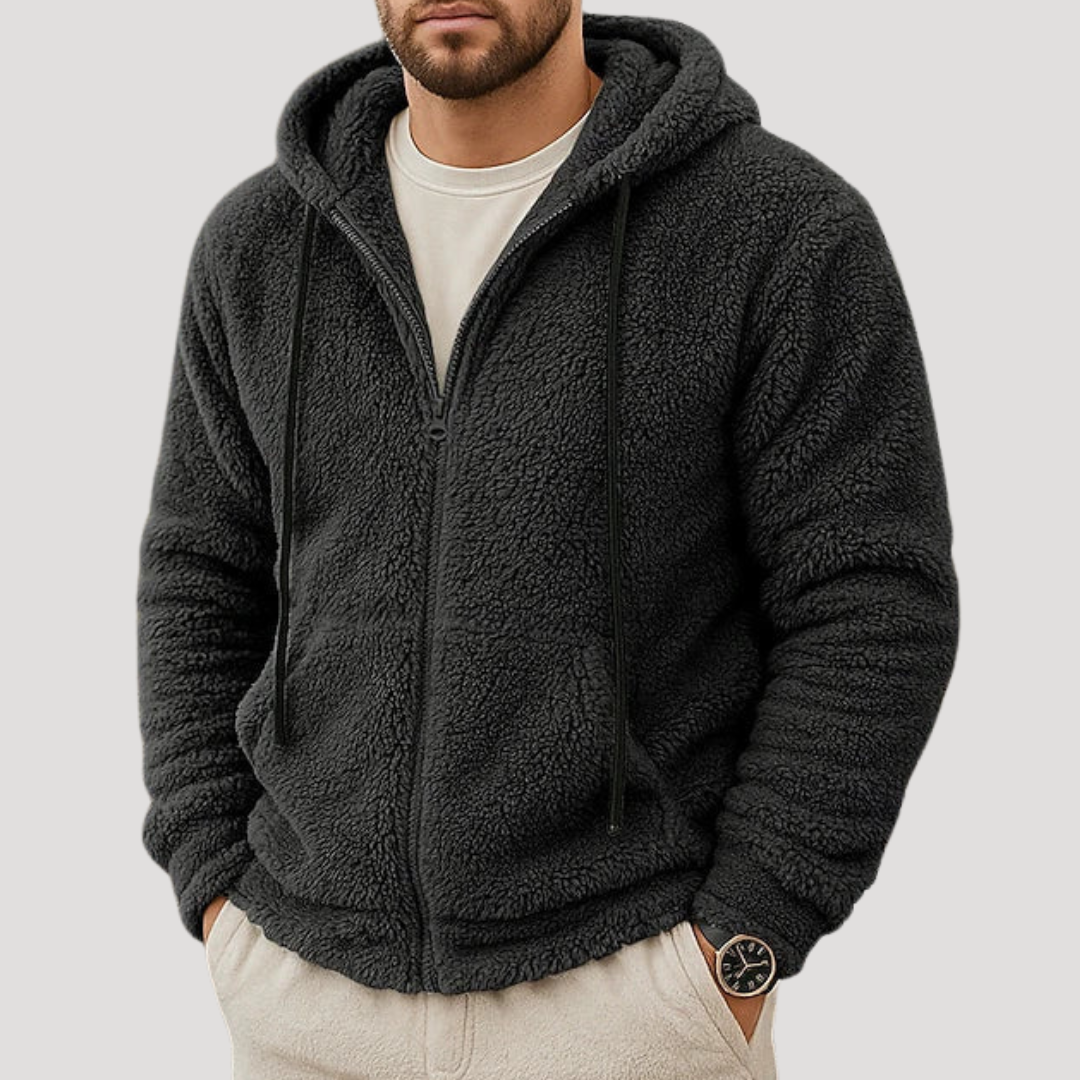 Sweat à Capuche Zippé à Texture Bouclée pour Homme