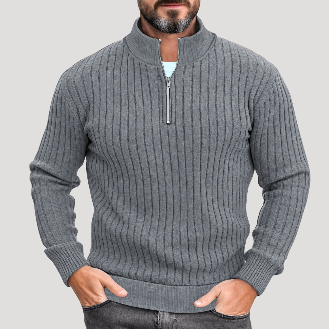 Pull Col Camionneur en Maille Côtelée pour Homme