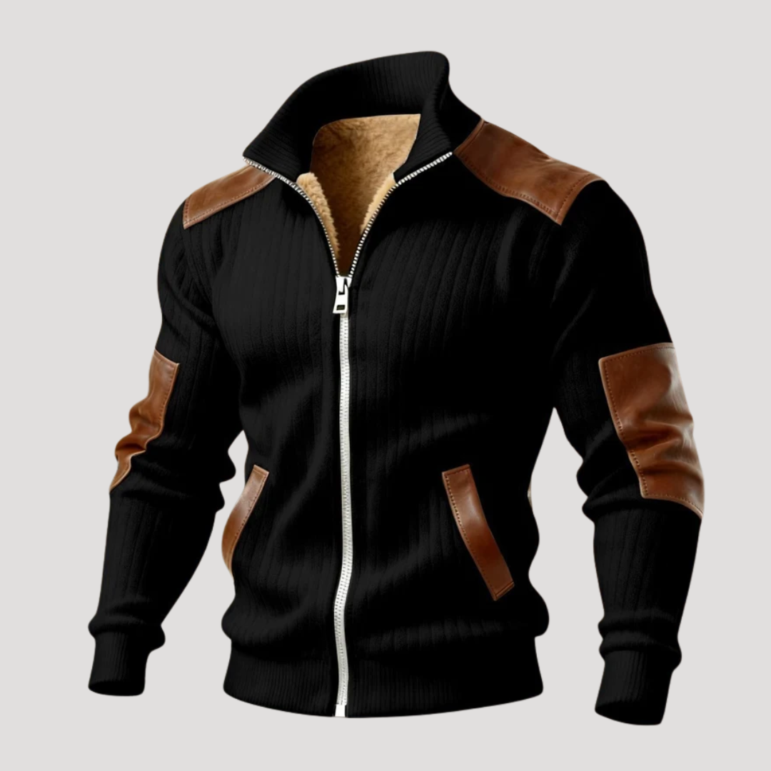 Veste Homme à Texture Côtelée et Col Montant Zippé