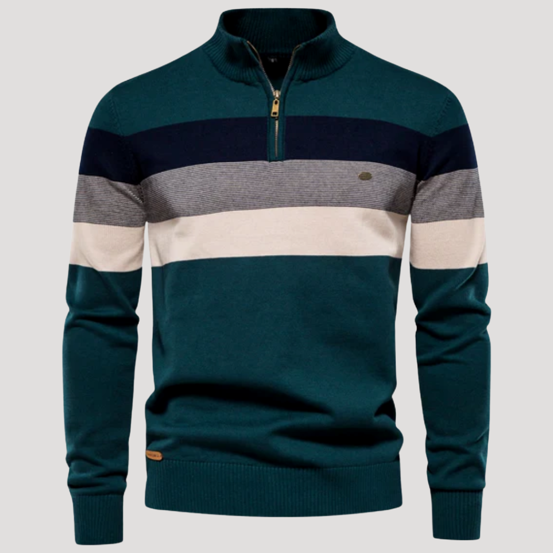 Pull Col Camionneur à Bandes Contrastées pour Homme