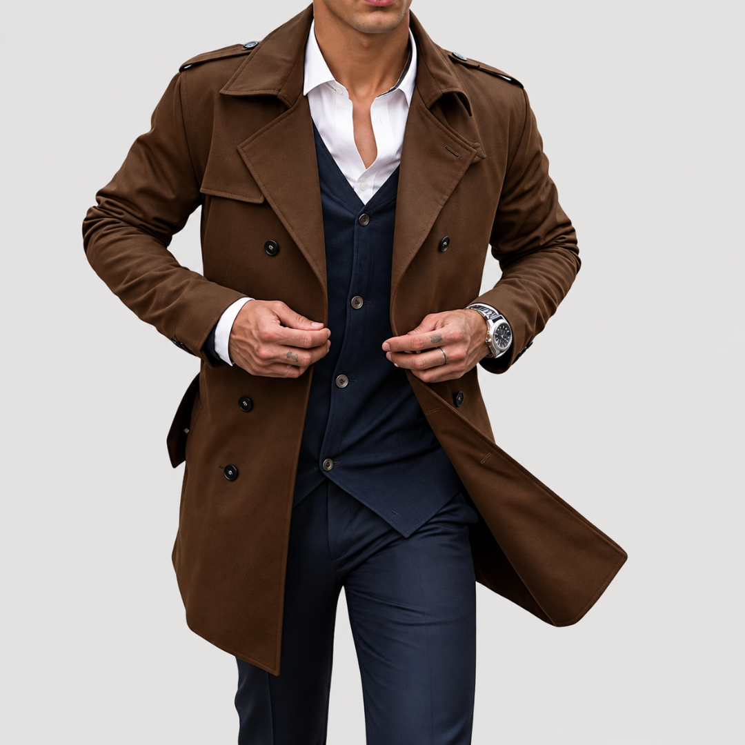 Trench Élégant Croisé Homme