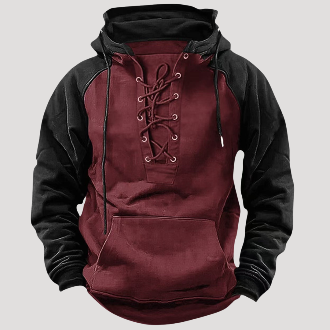 Sweat à Capuche Vintage à Col Lacé pour Homme