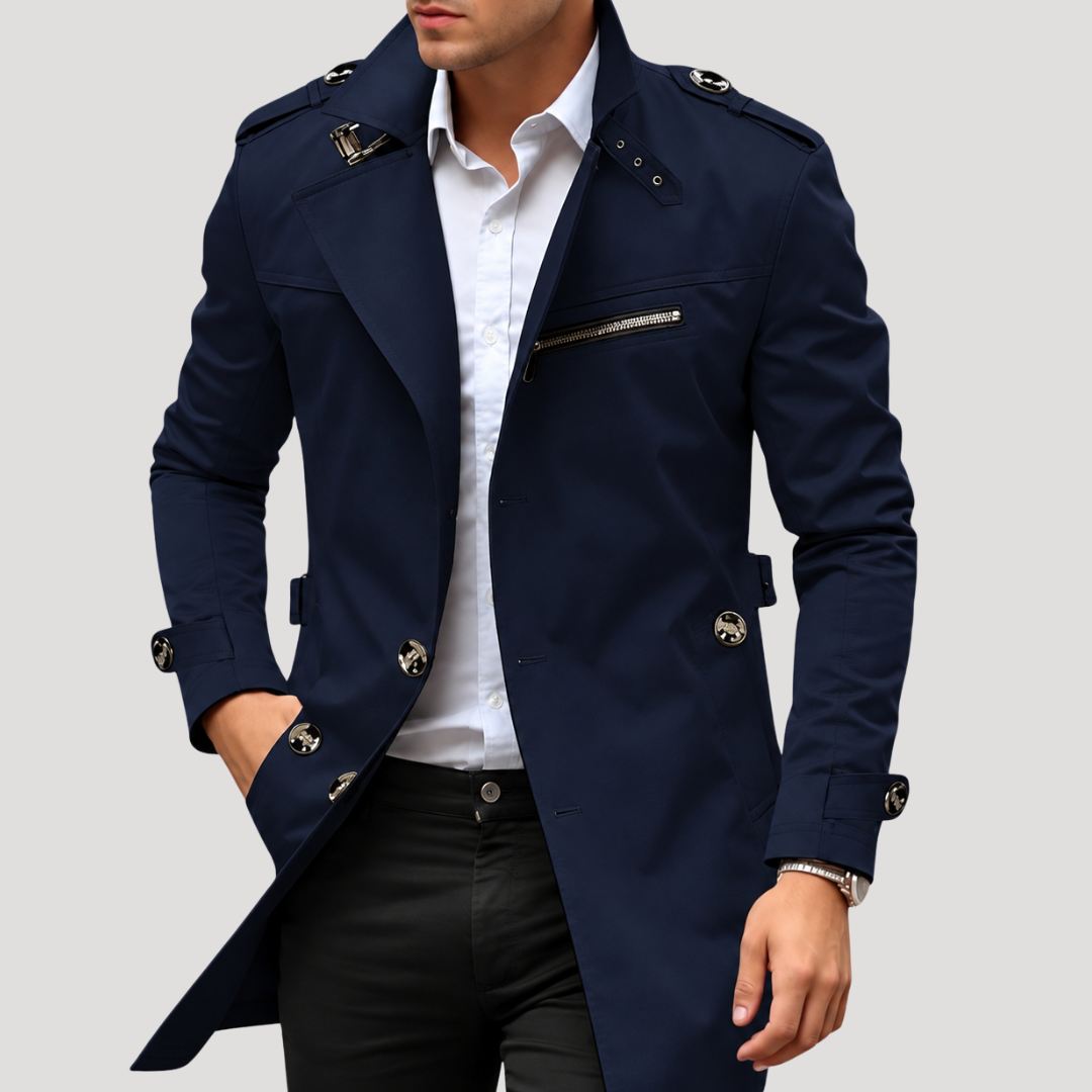 Trench Homme Élégant à Pattes de Serrage