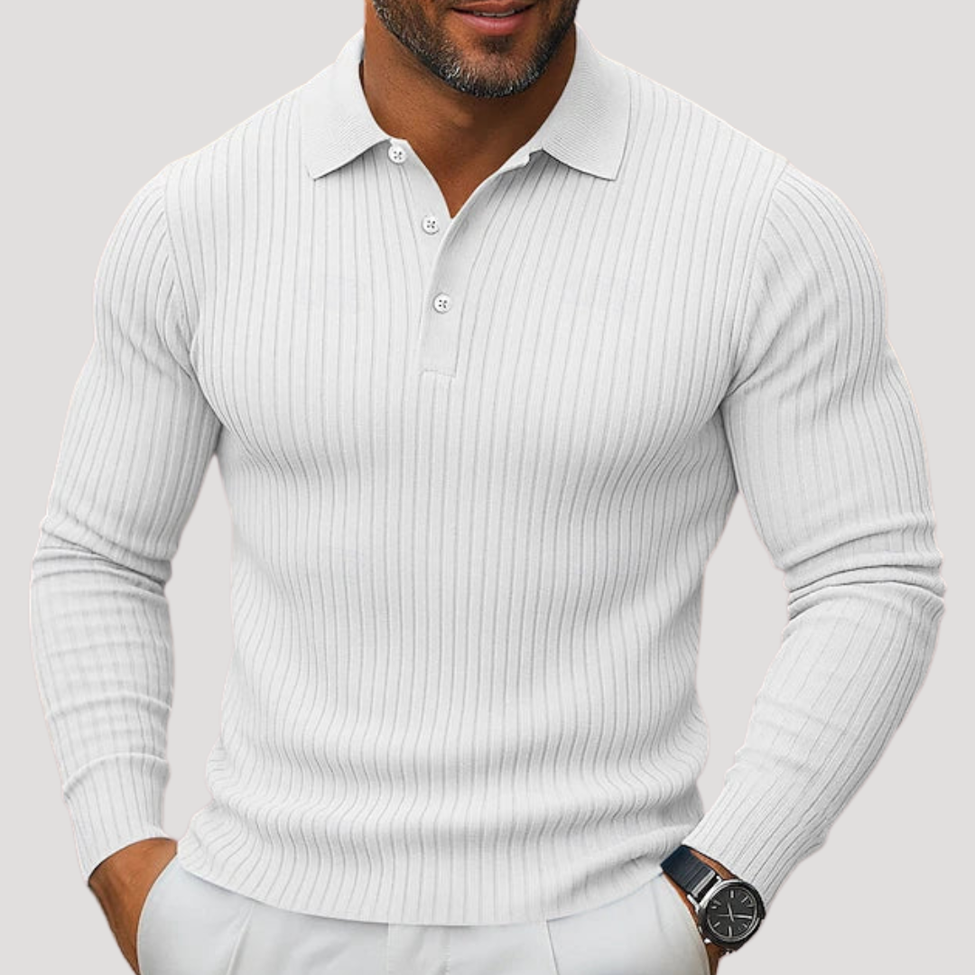 Polo Uni Homme à Maille Côtelée