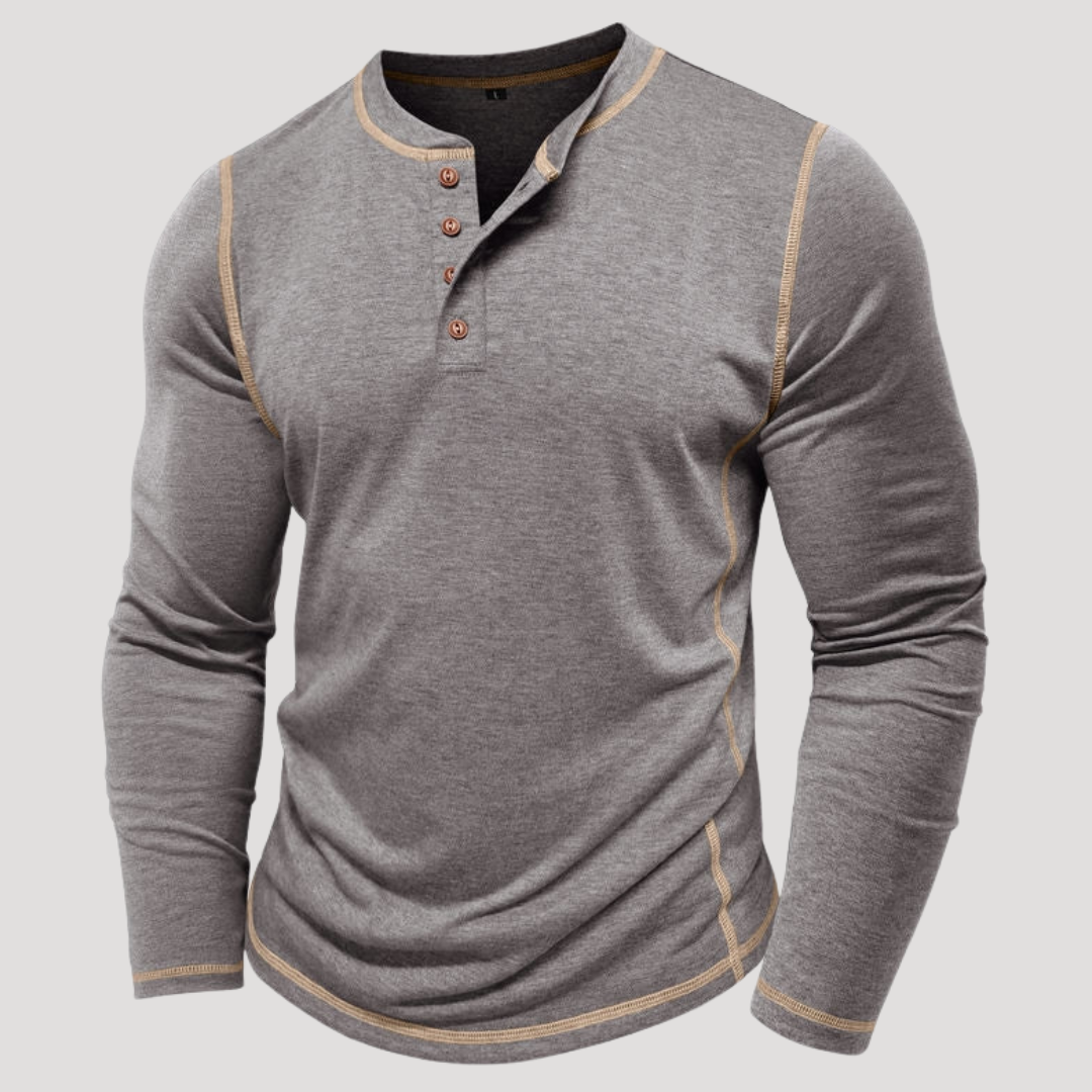 Haut Henley à Surpiqûres Contrastées pour Homme
