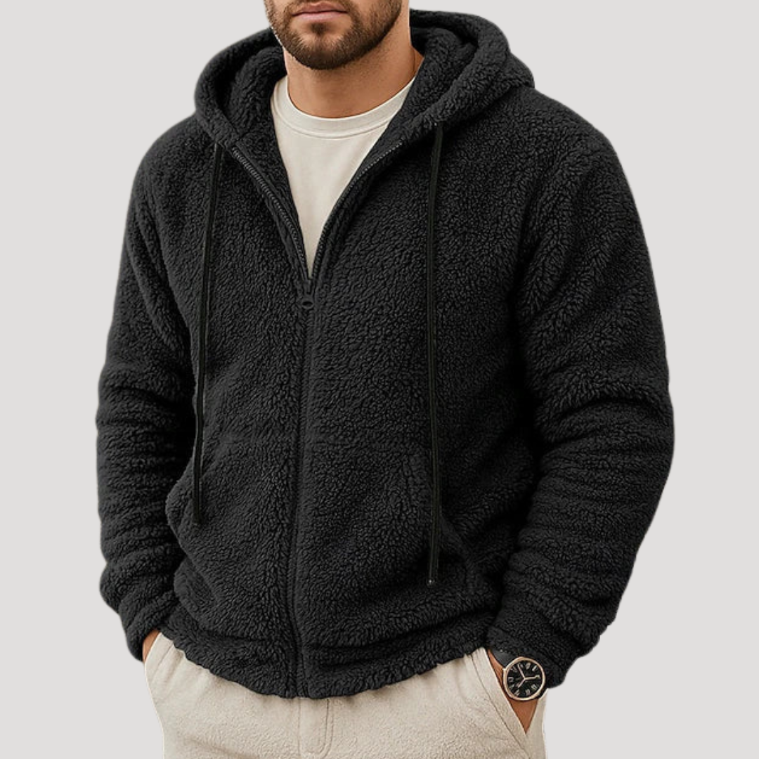 Sweat à Capuche Zippé à Texture Bouclée pour Homme