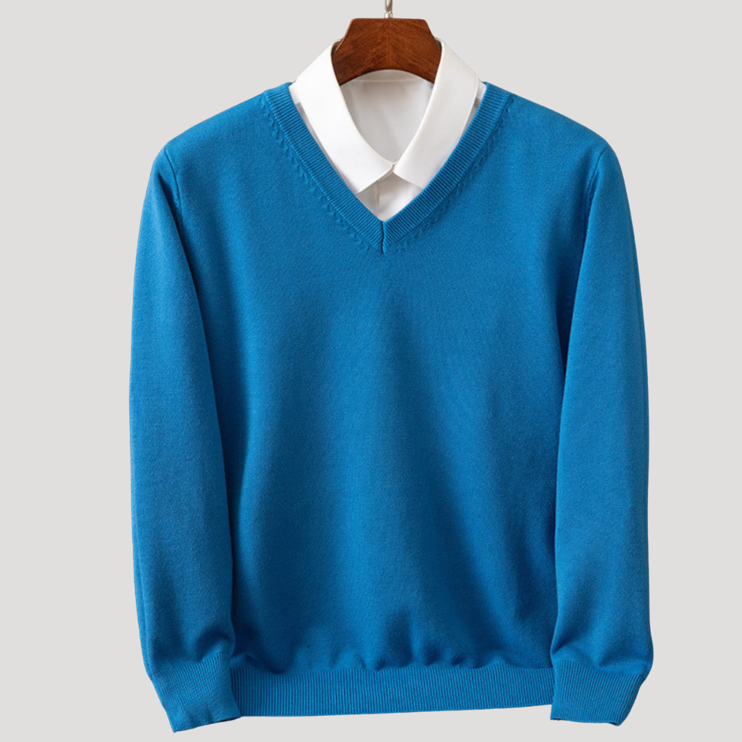 Pull à Col V et Finitions Côtelées pour Homme