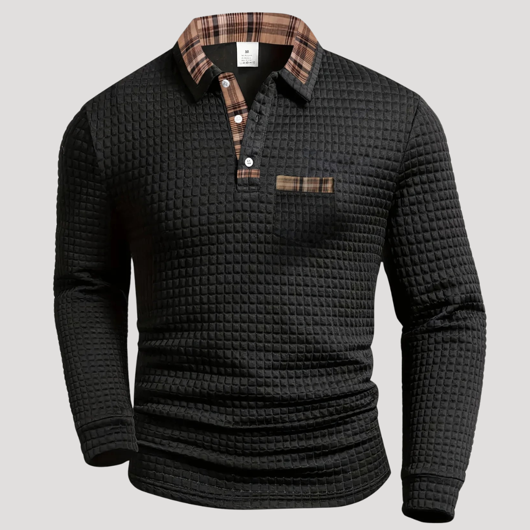 Polo Vintage Texturé à Manches Longues pour Homme