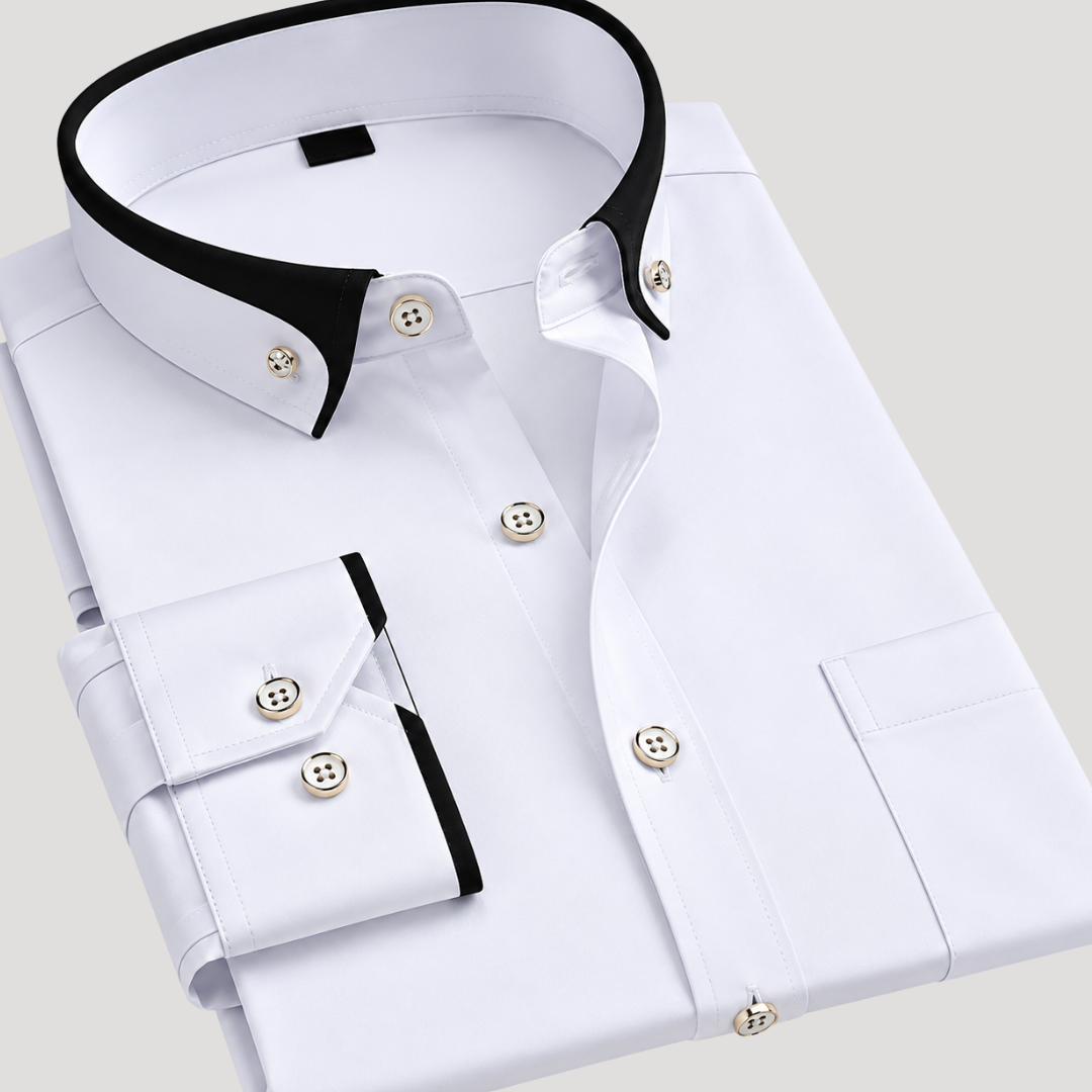 Chemise à Col et Poignets Contrastés pour Homme