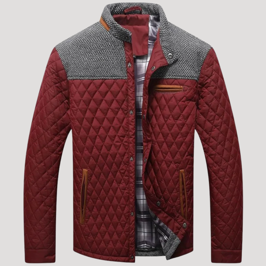 Veste Homme à Matelassage Losange et Empiècement Texturé