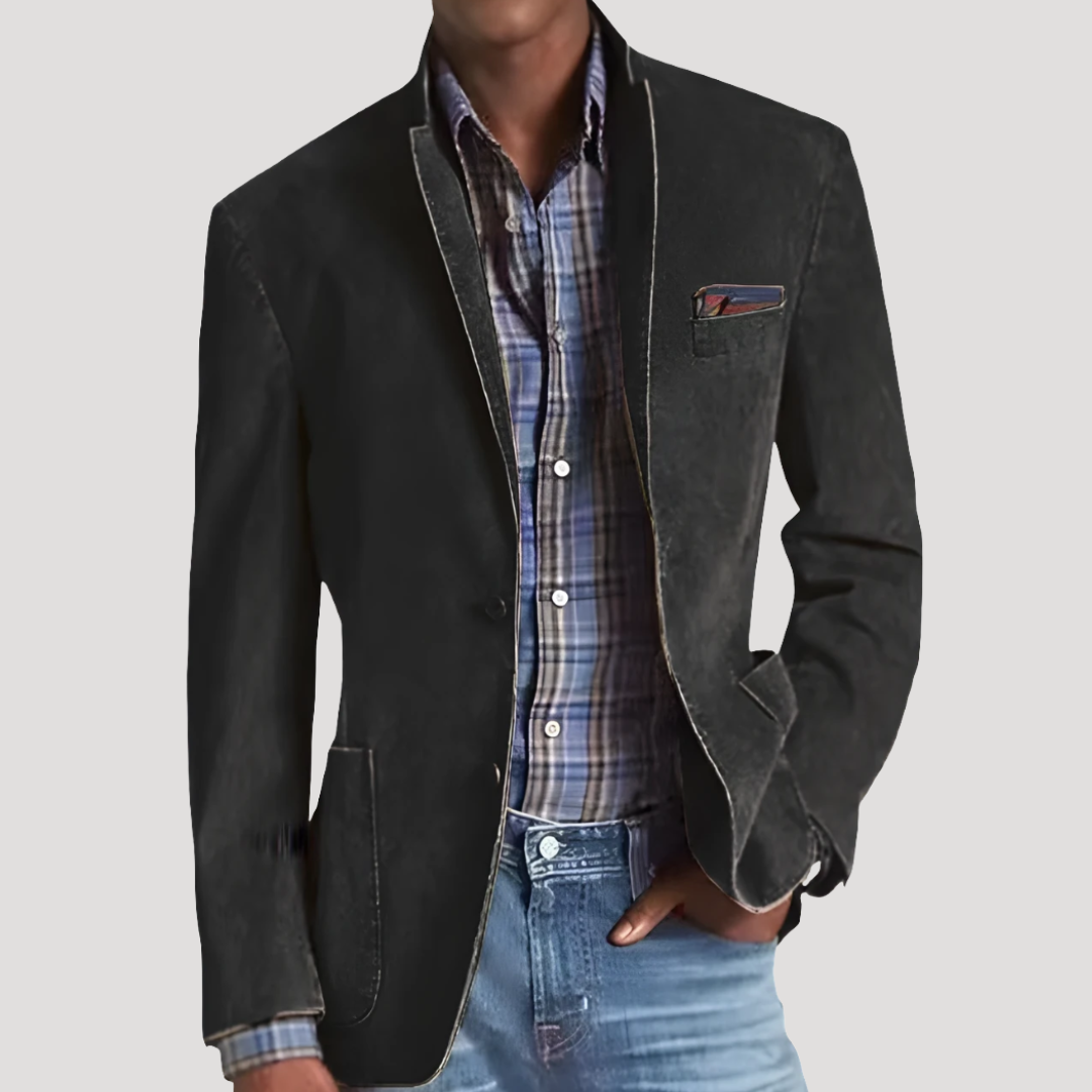 Blazer Cintré à Finitions Contrastées pour Homme