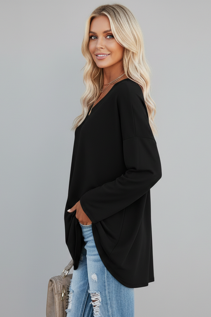 Haut Femme Décontracté Col V Ample