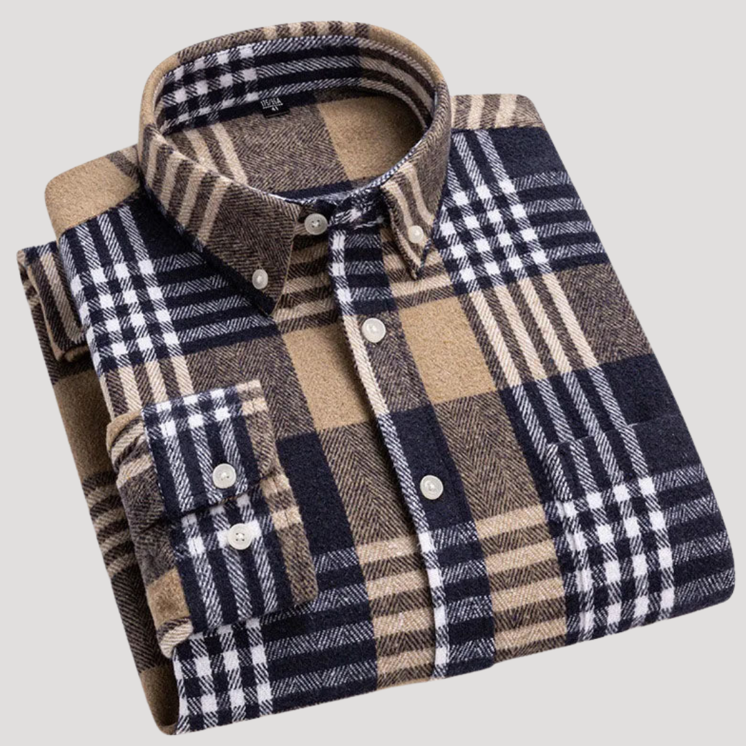 Chemise à Carreaux à Col Boutonné pour Homme