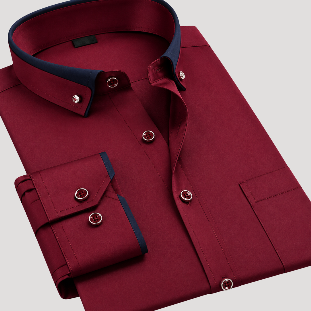 Chemise à Col et Poignets Contrastés pour Homme