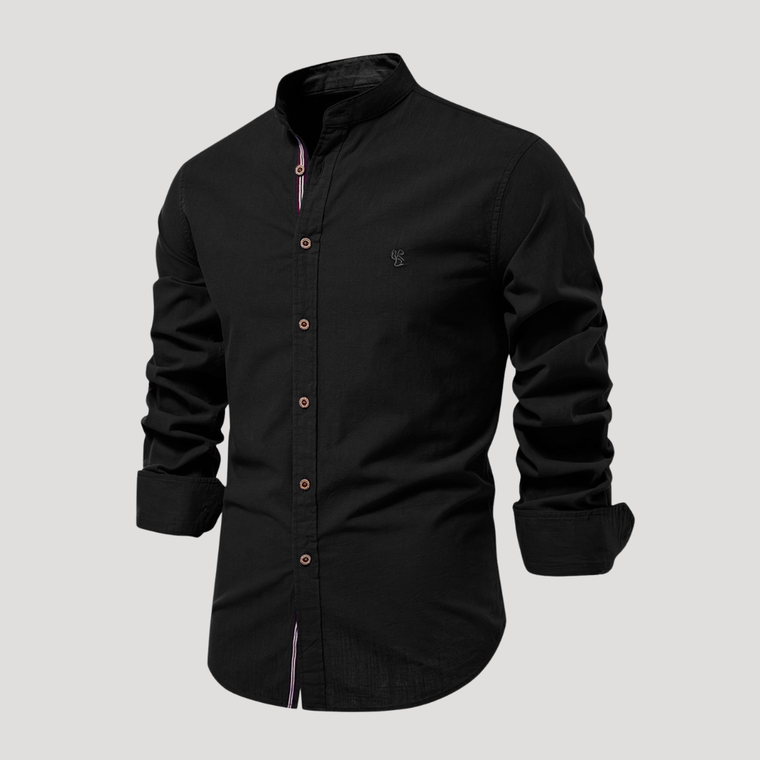 Chemise Col Mao à Liseré Contrasté pour Homme