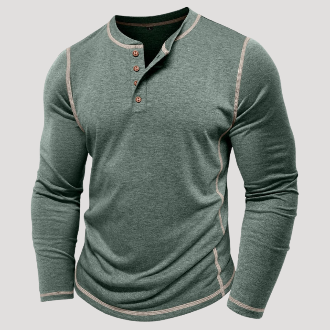 Haut Henley à Surpiqûres Contrastées pour Homme