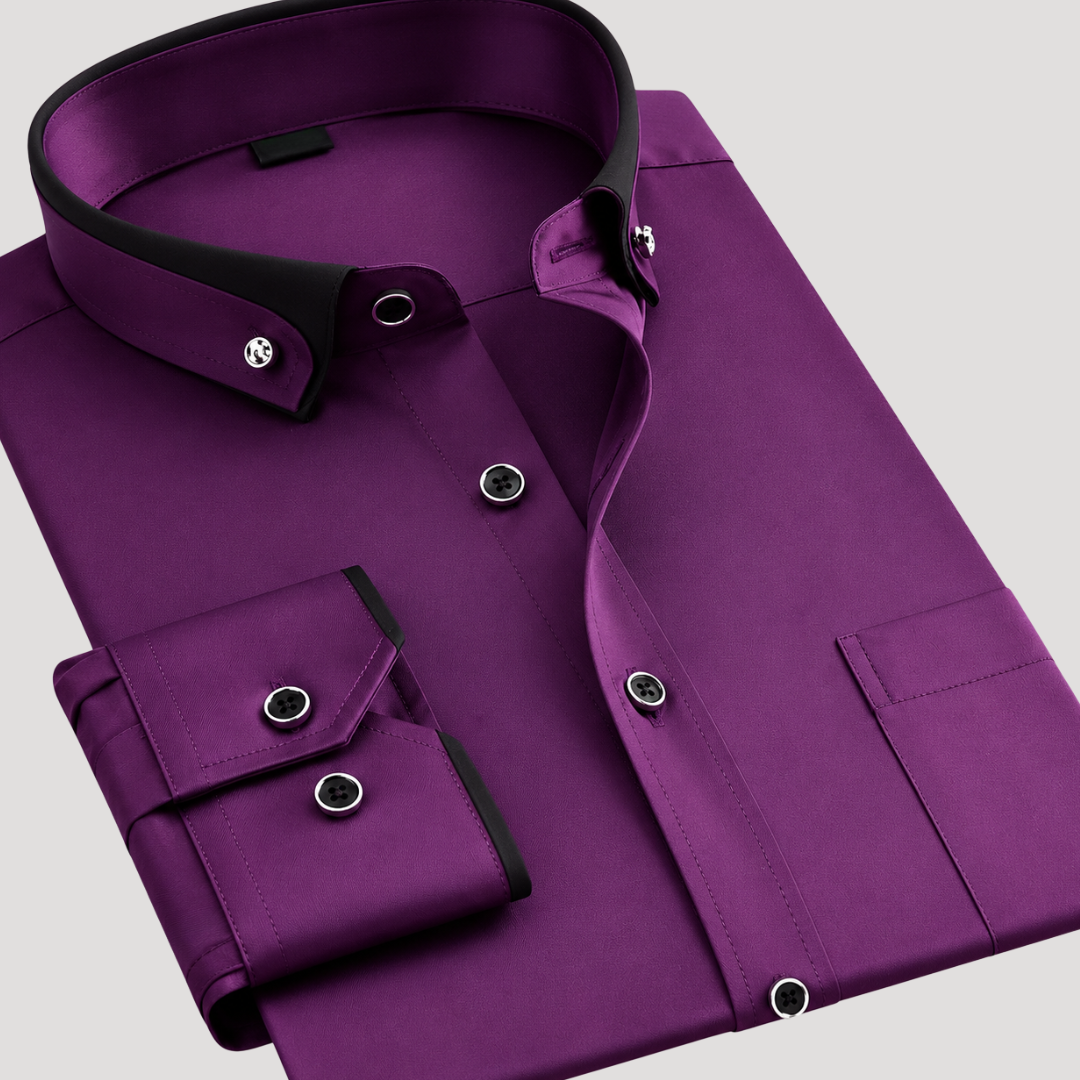 Chemise à Col et Poignets Contrastés pour Homme