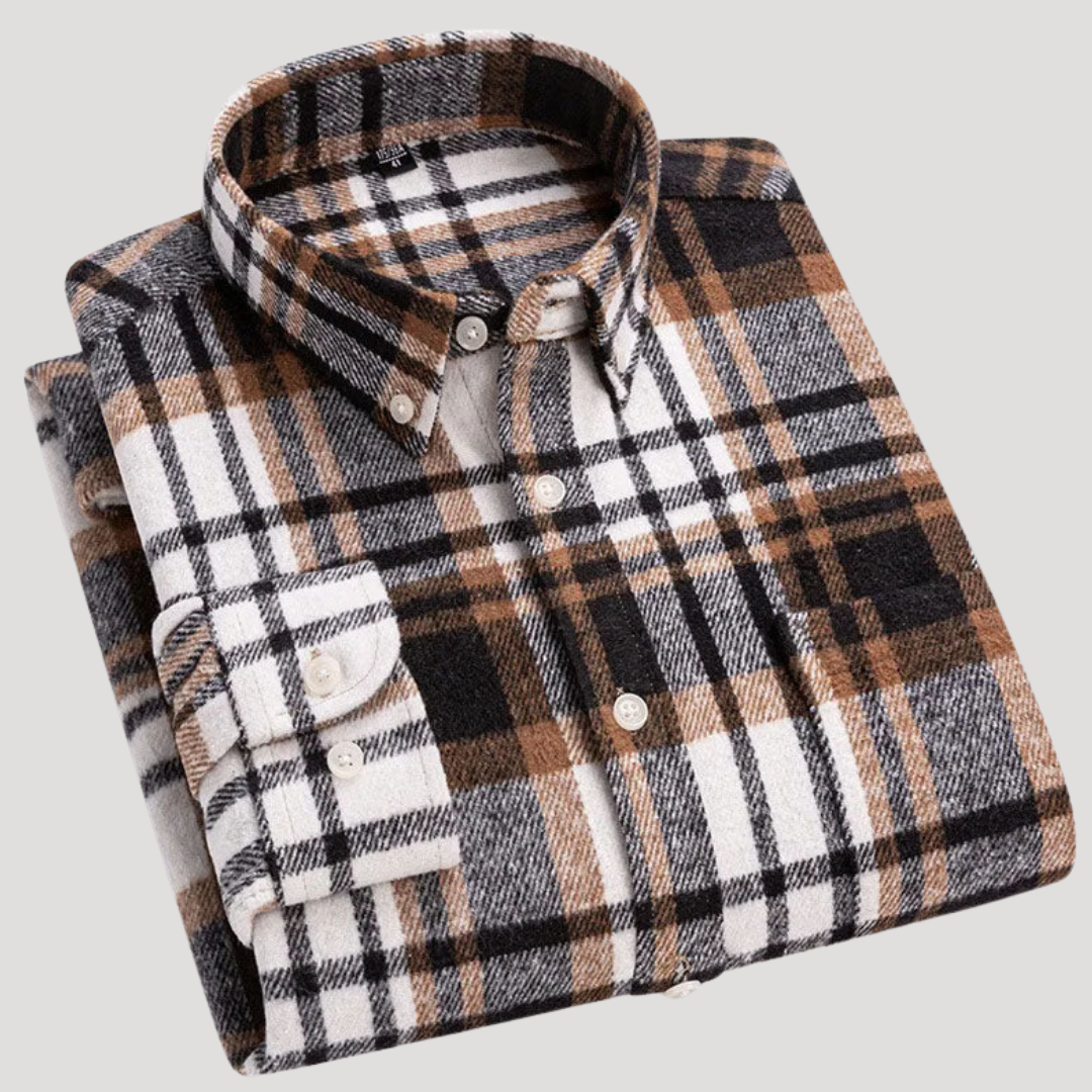 Chemise à Carreaux à Col Boutonné pour Homme