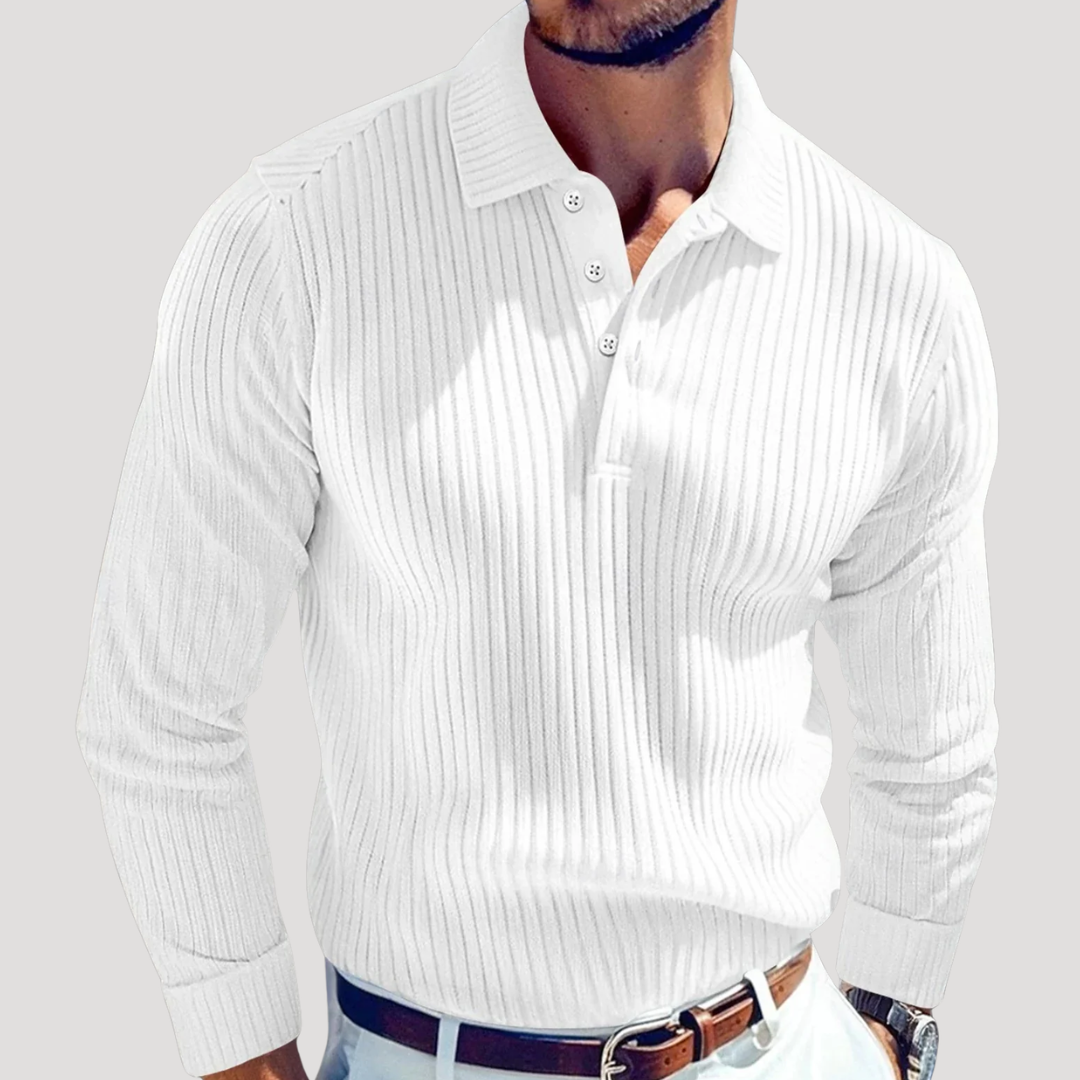 Polo Uni Homme en Maille Côtelée