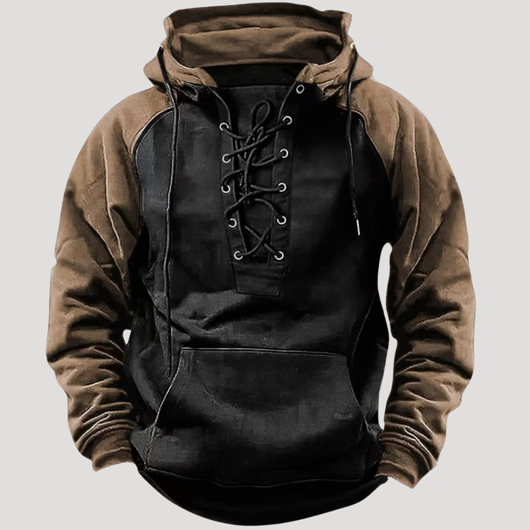 Sweat à Capuche Vintage à Col Lacé pour Homme