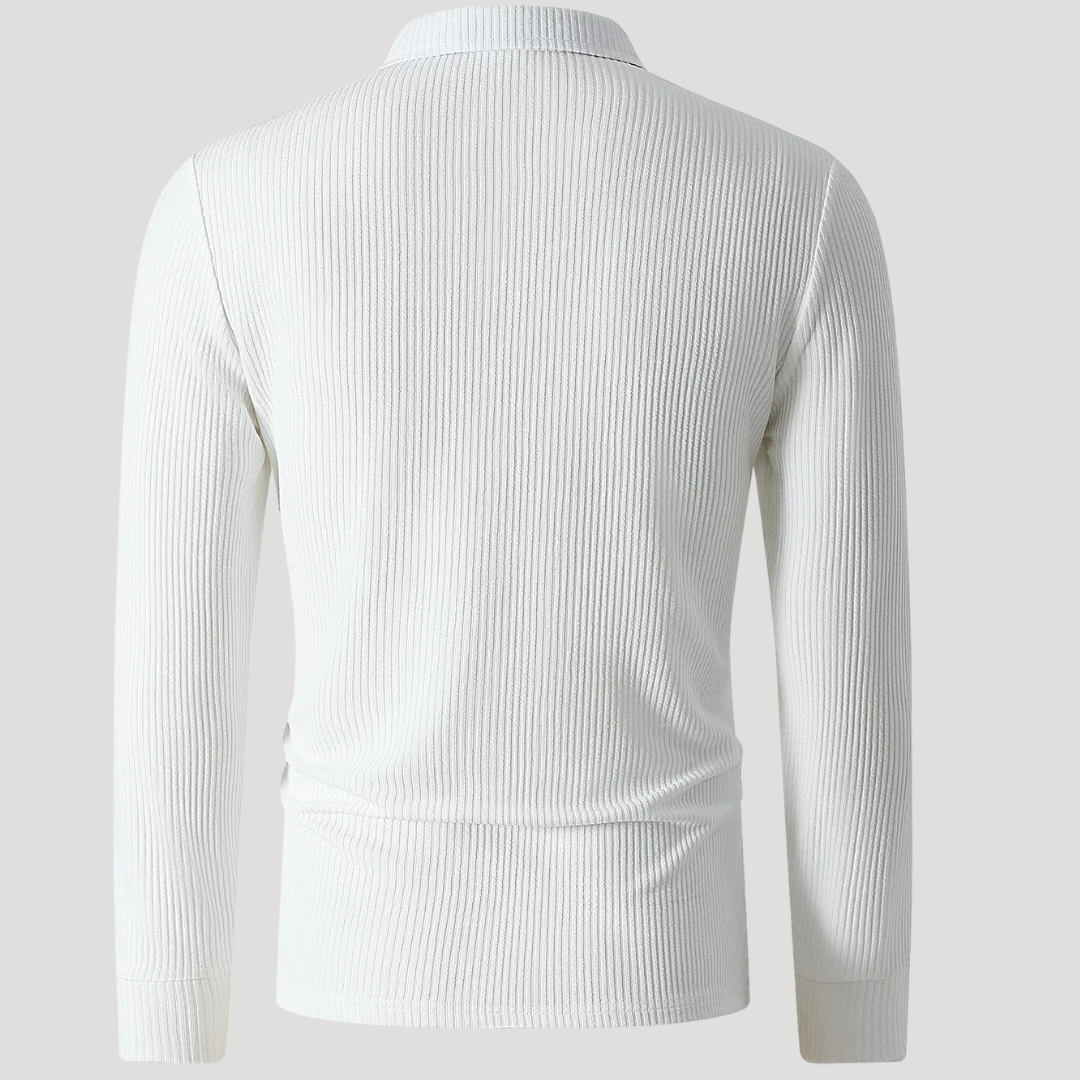 Polo Uni Homme en Maille Côtelée