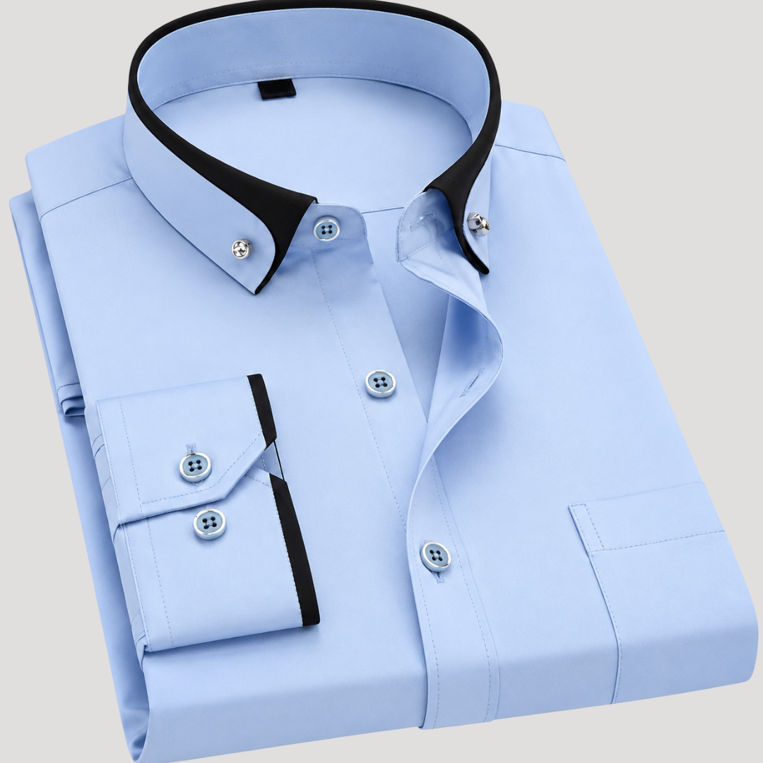 Chemise à Col et Poignets Contrastés pour Homme