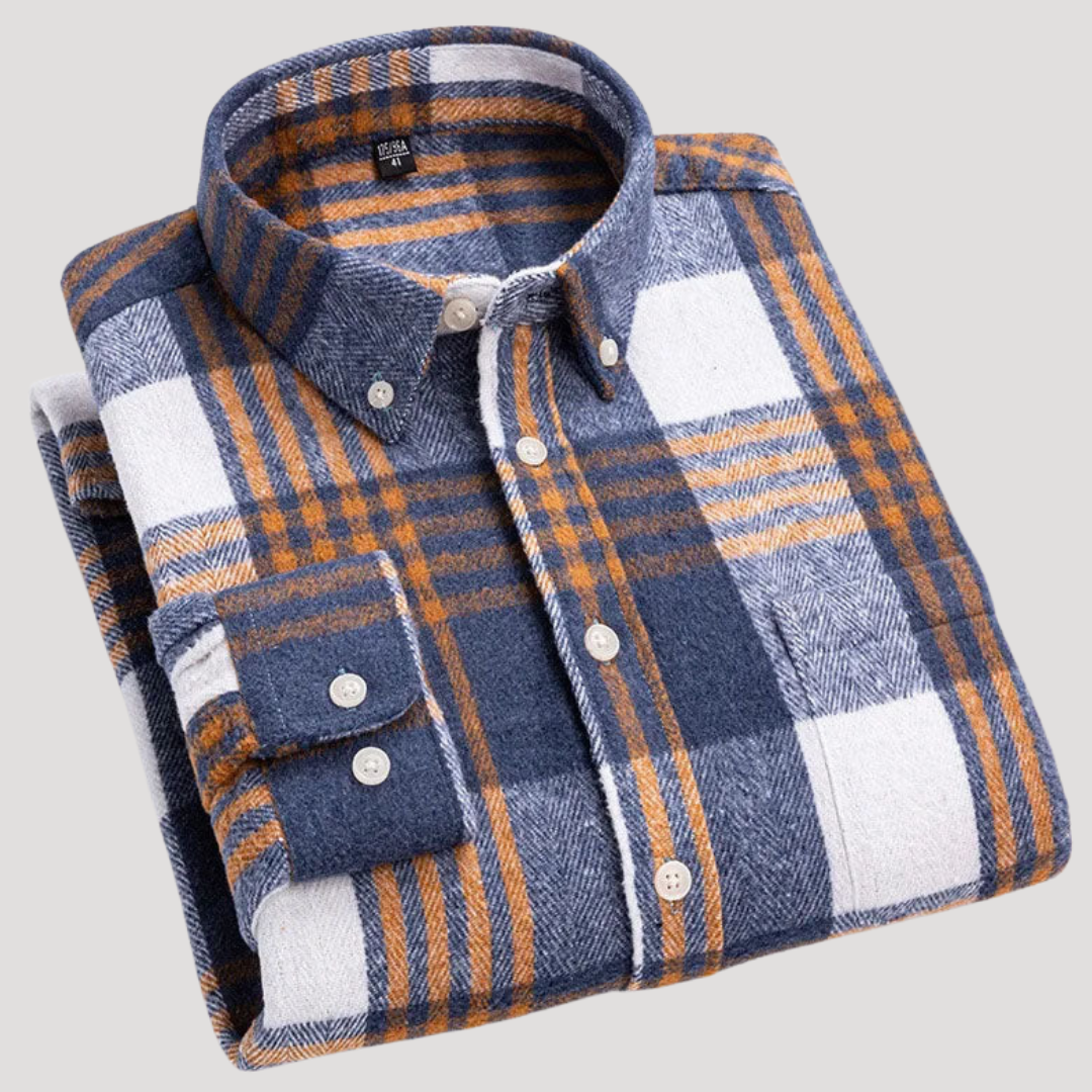 Chemise à Carreaux à Col Boutonné pour Homme