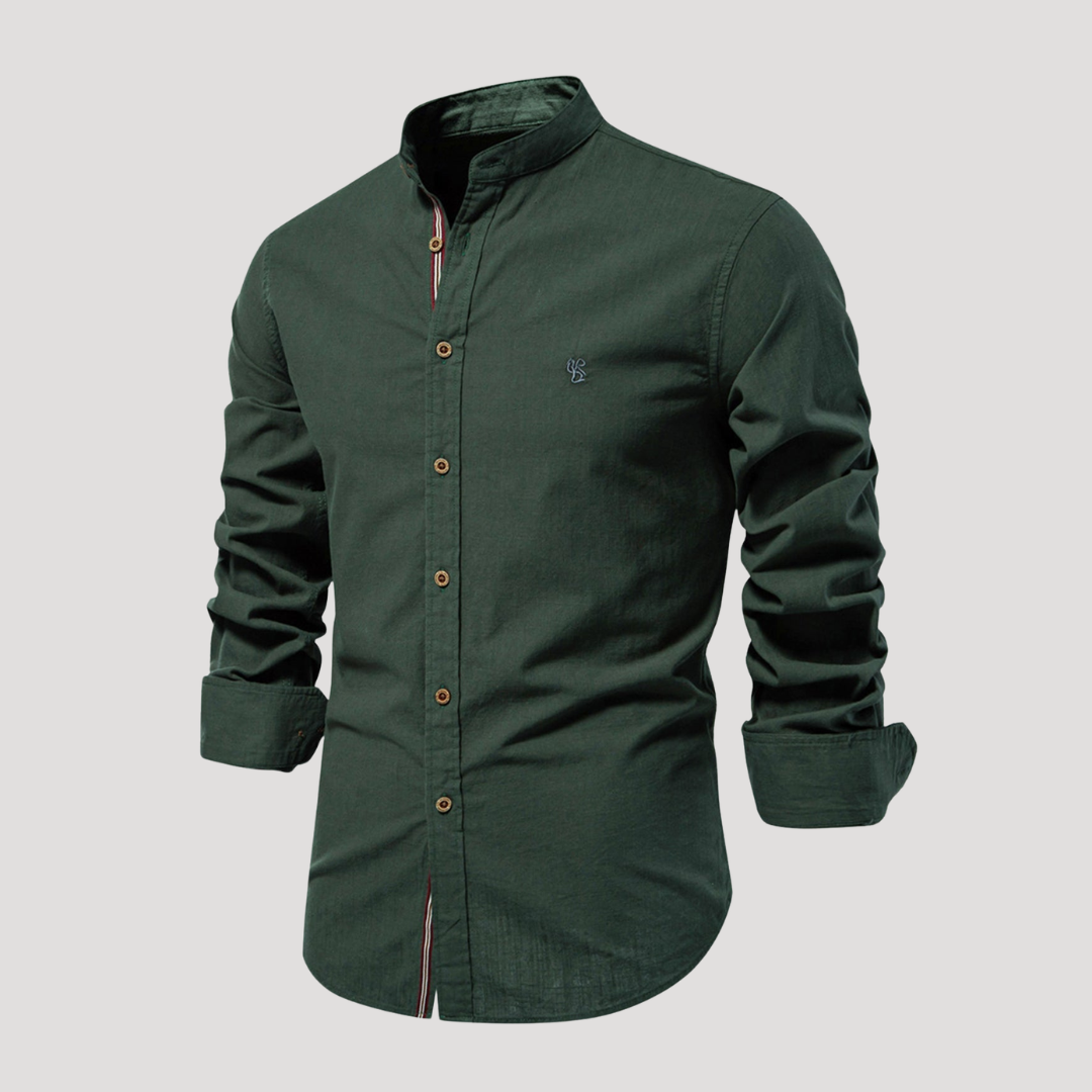 Chemise Col Mao à Liseré Contrasté pour Homme