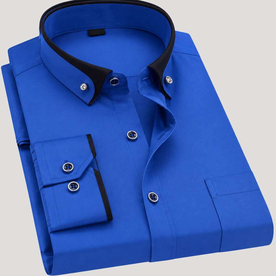 Chemise à Col et Poignets Contrastés pour Homme