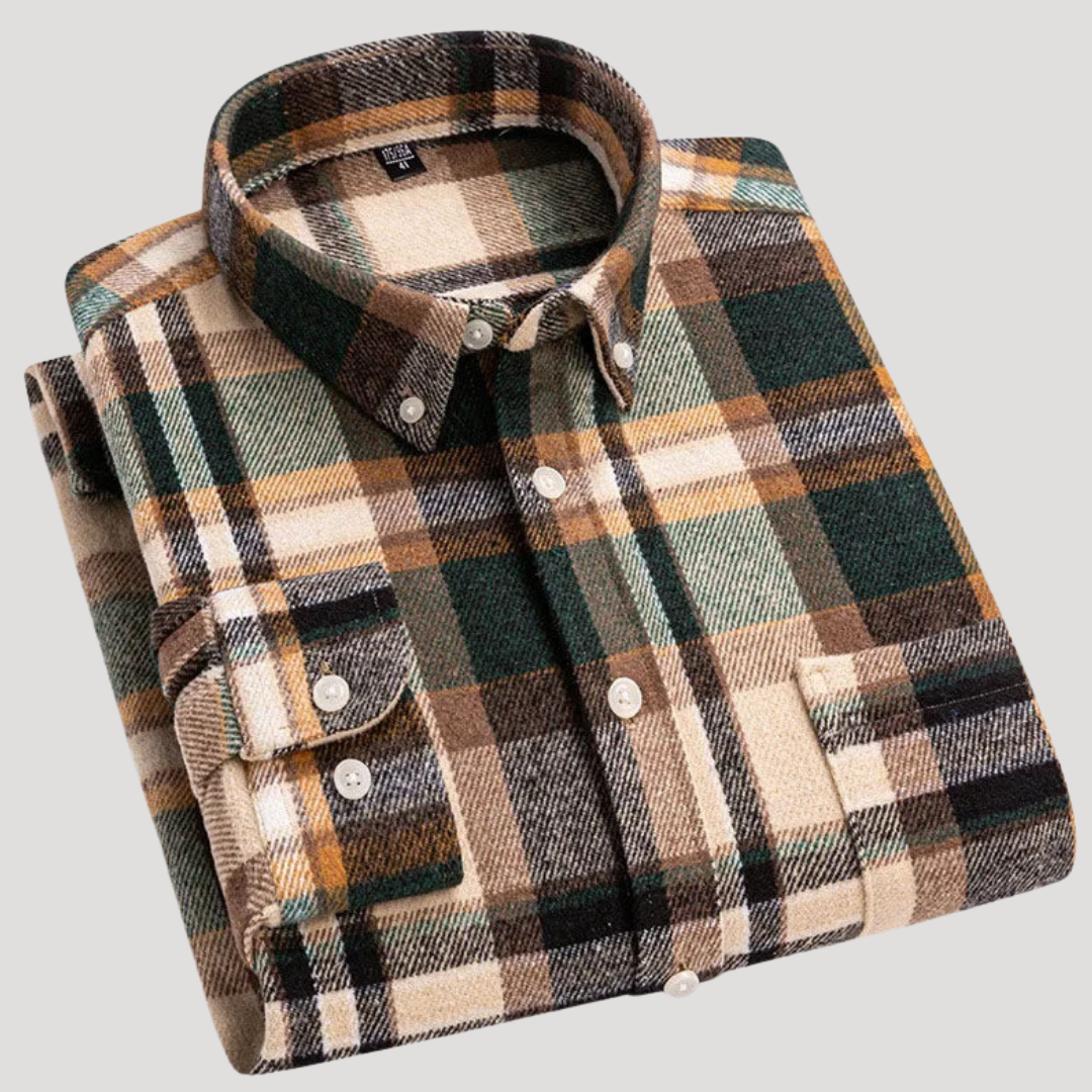Chemise à Carreaux à Col Boutonné pour Homme