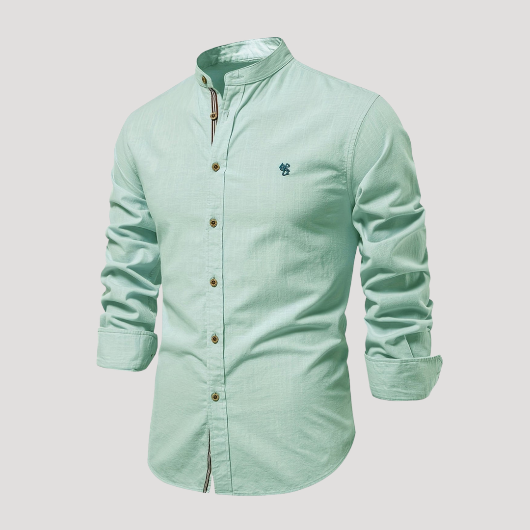Chemise Col Mao à Liseré Contrasté pour Homme