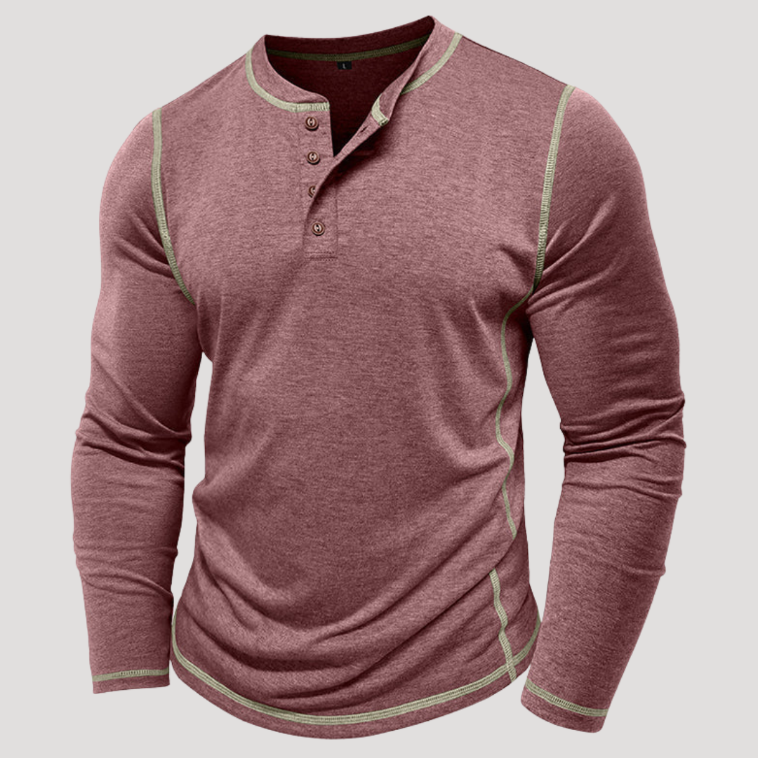 Haut Henley à Surpiqûres Contrastées pour Homme