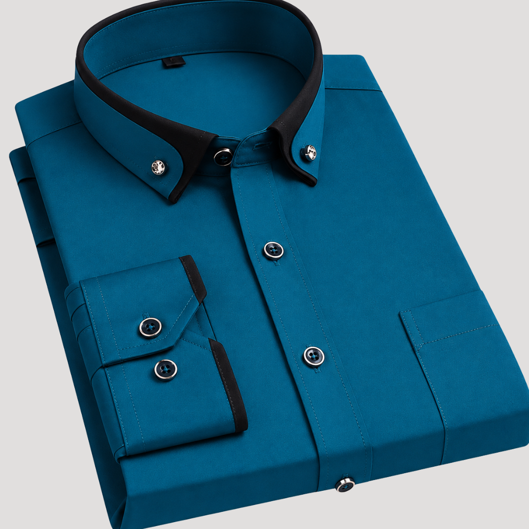 Chemise à Col et Poignets Contrastés pour Homme