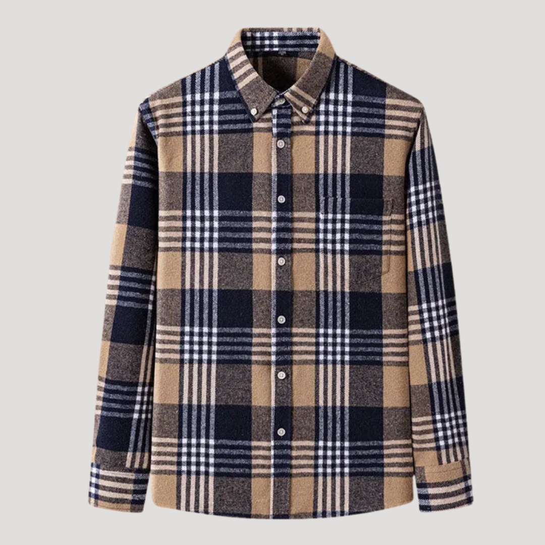 Chemise à Carreaux à Col Boutonné pour Homme