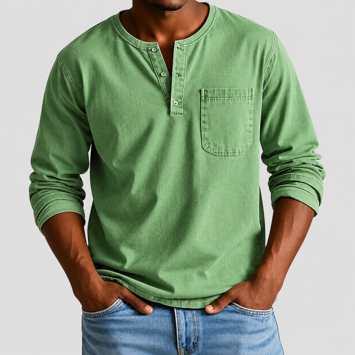 Haut Vintage Henley pour Homme