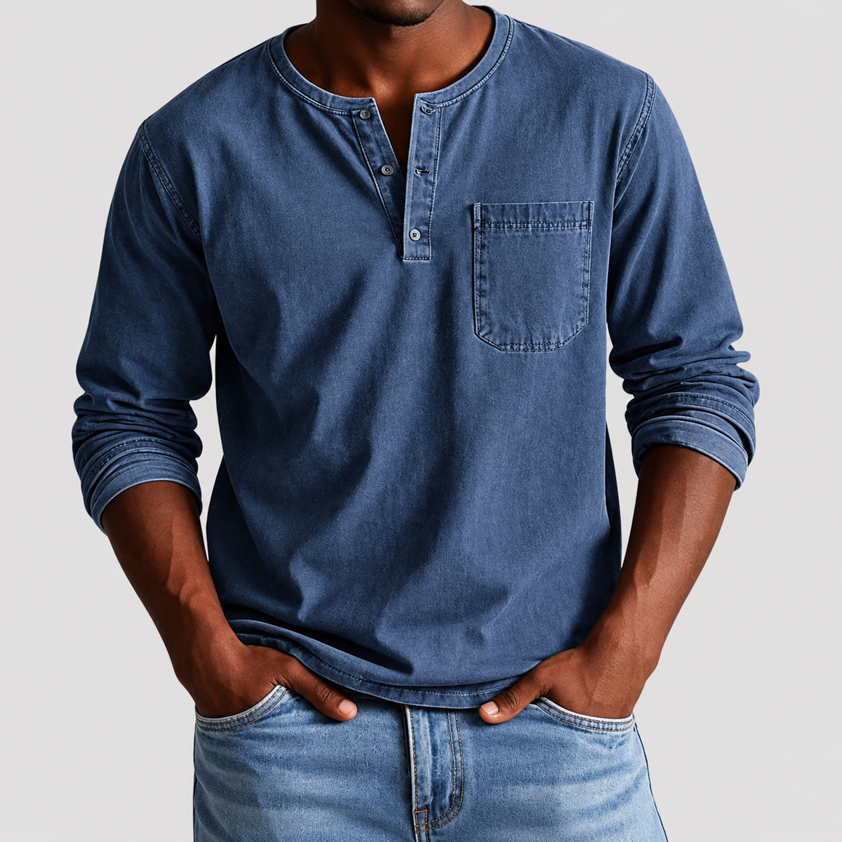 Haut Vintage Henley pour Homme