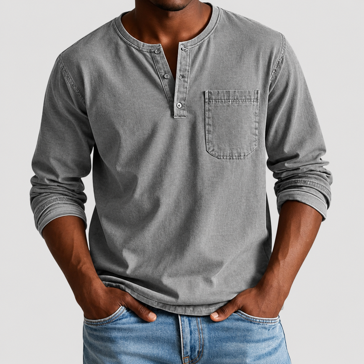 Haut Vintage Henley pour Homme
