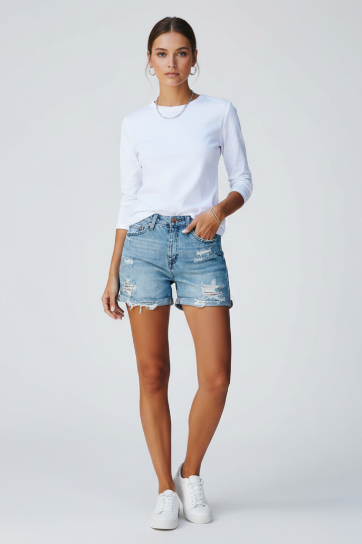 Short en Jean Femme Taille Haute