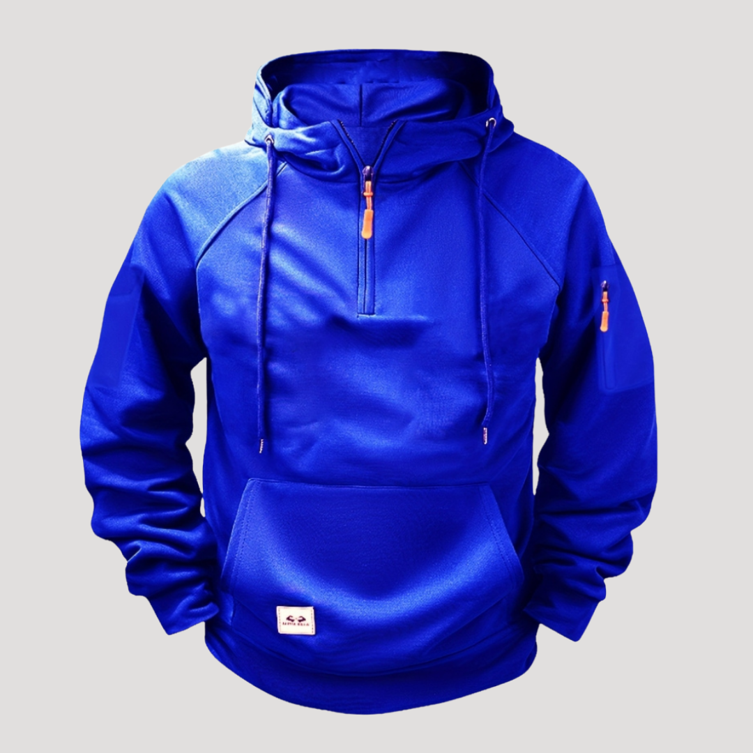 Sweat à Capuche à Demi-Zip et Poche Zippée sur Manche pour Homme