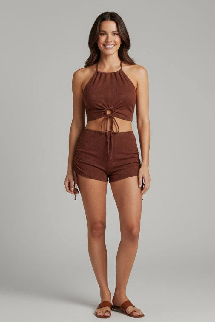 Maillot de Bain Shorty Femme Chic à Nouer