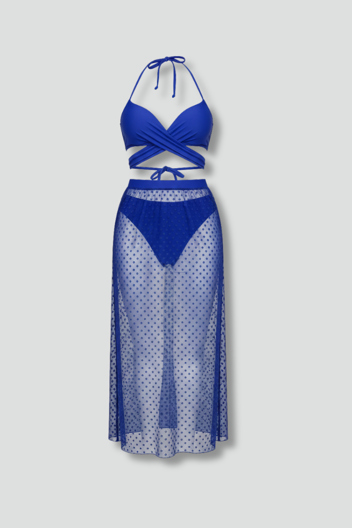 Bikini Femme Dos Nu avec Jupe Transparente